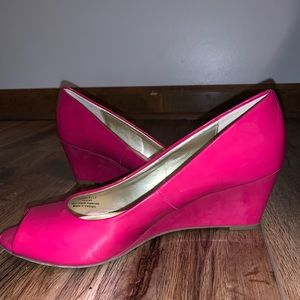 Pink wedges, worn once, size 8, price negotiable